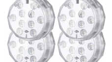 Set 4 lampi LED RGB cu telecomanda rezistente la apa BA