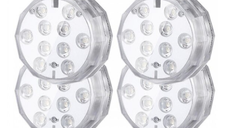 Set 4 lampi LED RGB cu telecomanda rezistente la apa BA
