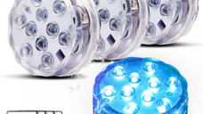 Set 4 lampi LED RGB  cu telecomanda  rezistente la apa