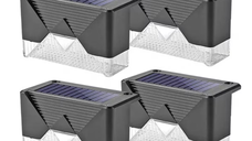 Set 4 Lampi Solare LED pentru scari gard stalpi rezistent la apa senzor de Lumina 8,1 cm x 5 cm x 4,5 cm Lumina Calda