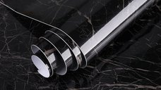 Set 4 X Autocolant Marmura NEGRU CU ALB 60 x 200 Autoadeziv Rezistent pentru Mobila