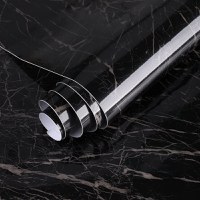 Set 4 X Autocolant Marmura NEGRU CU ALB 60 x 200 Autoadeziv Rezistent pentru Mobila - 1