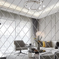 Set 58 Oglinzi Acrilice Autoadezive Luxer Model Romb dimensiune set 1 Metru partat 100 X 100 cm - 1