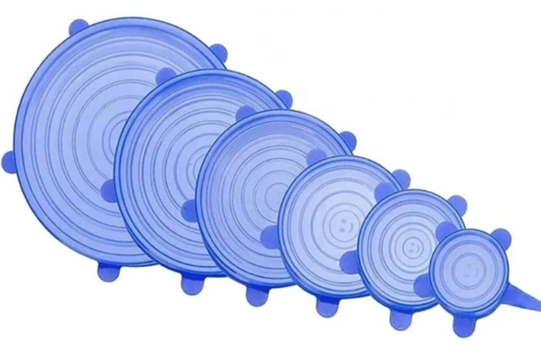 Set 6 capace pentru alimente flexibile din silicon transparent albastru