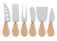 Set 6 cutite pentru branzeturi cu maner de lemn - 1
