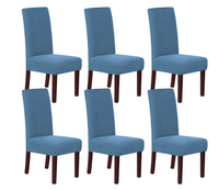 Set 6 huse pentru scaun cu centura elastica ALBASTRU DESCHIS - 1