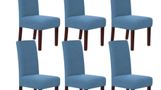 Set 6 huse pentru scaun cu centura elastica ALBASTRU DESCHIS