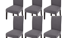 Set 6 huse pentru scaun cu centura elastica GRI INCHIS