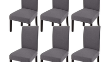 Set 6 huse pentru scaun cu centura elastica GRI INCHIS