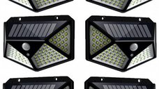 Set 6 Lampi Solare ULTRA 100 LED cu Senzor de Miscare si Lumina 3 Moduri ILUMINARE