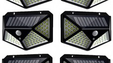 Set 6 Lampi Solare ULTRA 100 LED cu Senzor de Miscare si Lumina 3 Moduri ILUMINARE