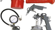 Set 7 PIESE Vopsit cu aer comprimat 4 Pistoale Pneumatice 2 Recipiente Vopsea 1 Furtun Flexibil