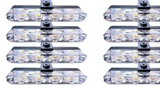 Set 8 lumini stroboscop galbene 4 LED grila telecomanda 7 functii 12V