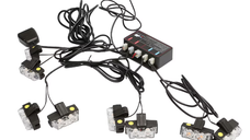 Set 8 stroboscoape auto cu 2 LED lumina galbena 12V