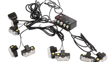 Set 8 stroboscoape auto cu 2 LED lumina galbena 12V