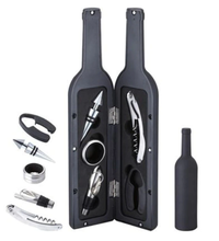 Set cadou in forma de STICLA cu  5 accesorii pentru vin cu 6 piese 32 cm HS - 1