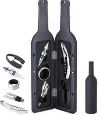 Set cadou in forma de STICLA cu  5 accesorii pentru vin cu 6 piese 32 cm LY - 1