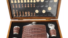 Set cadou joc de sah dame si table cu Plosca si pahare MARO