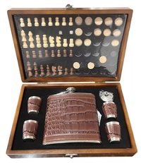 Set cadou joc de sah dame si table cu Plosca si pahare MARO - 1