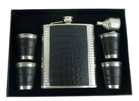 Set Cadou Plosca cu 4 Pahare si palnie model piele sarpe NEGRU - 1