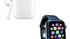 Set Ceas smartwatch inteligent si casti stereo wireless