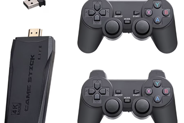 Set Consola gaming 4K retro cu 2x controller wireless dual 2,4G stick jocuri video plug-and-play HDMI USB