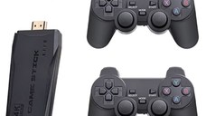 Set Consola gaming 4K retro cu 2x controller wireless dual 2,4G stick jocuri video plug-and-play HDMI USB