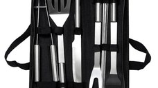 Set de 10 ustensile pentru gratar din Inox cu Husa de Depozitare