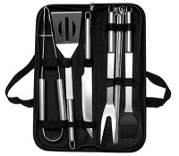 Set de 10 ustensile pentru gratar din Inox cu Husa de Depozitare - 1
