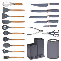 Set de 19 piese GRI ustensile de bucatarie cu tocator si suport depozitare inclus - 1