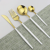 Set de 24 piese tacamuri in stil portughez- culoare Alb si auriu - 1