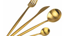 Set de 4 piese tacamuri in stil portughez- culoare auriu