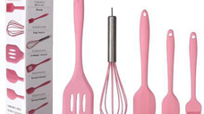 Set de 5 ustensile de bucatarie din silicon roz