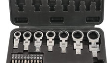 Set de chei cu clichet cap flexibil de 20 buc cu cap Torx de 8 mm-19 mm
