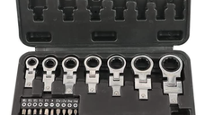 Set de chei cu clichet cap flexibil de 20 buc cu cap Torx de 8 mm-19 mm