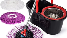 Set de Curățenie LEIHMANN cu Mop Rotativ din Inox si 4 Rezerve