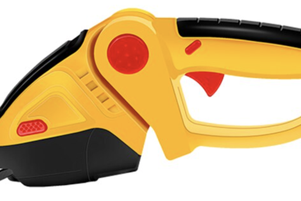 Set foarfeca electrica gradinarit taiere si finisare unghi reglabil 24V lama 30cm galben