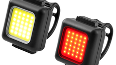 Set lumini LED pentru bicicleta FT-3028, far fata si stop spate, reincarcabile USB Type-C