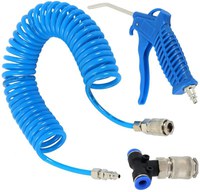 Set pistol de suflat aer  furtun spirala de 5 m T de conectare camion - 1