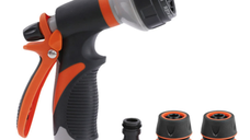 Set pistol irigat gradina 8 moduri VERDE + mufa rapida 1/2+3/4+ 1 conector MX1003