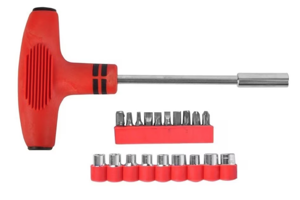 Set surubelnita tip T cu 21 de piese 11 capete surubelnita si 9 capete chei hexagonale