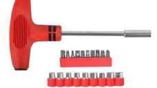 Set surubelnita tip T cu 21 de piese 11 capete surubelnita si 9 capete chei hexagonale