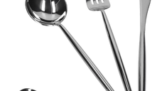 Set tacamuri 24 piese stil portughez otel inoxidabil culoare ARGINTIU