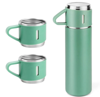 Set termos din inox cu 3 cesti 500ml sticla termoizolanta pentru bauturi fierbinti si reci VERDE - 1