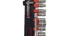 Set trusa chei tubulare 12 piese 1/4 cu cheie clichet otel crom vanadiu 4-13 mm