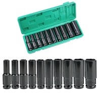 Set trusa tubulare impact Otel 10 piese 1/2 inch de la 8 la 24mm Negru - 1