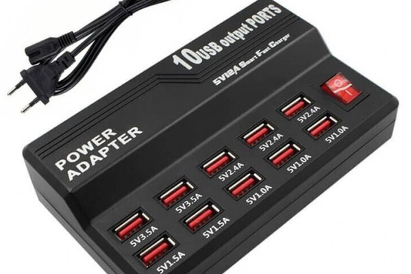 Statie de incarcare USB Q-CD10P cu 10 porturi 2.4A/1A