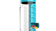 Sticla de apa  Pill & Vitamin Water Bottle 600 ml cu distribuitor pentru medicamente
