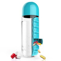 Sticla de apa  Pill & Vitamin Water Bottle 600 ml cu distribuitor pentru medicamente - 1