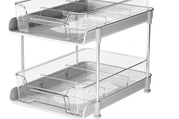 Suport cu 2 rafturi retractabile 2 nivele si 6 compartimente de depozitare